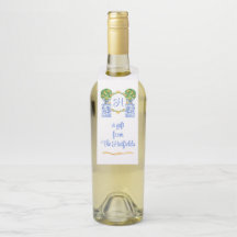 水彩風チャイニーズスタイルの柑橘類のトピアリー・モノグラム