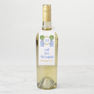 水彩風チャイニーズスタイル シトラス トピアリー モノグラム ボトルネックタグ