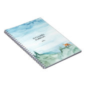 水彩風景かわいいキツネウッドランド自然ブルー ノートブック (右側)