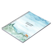 水彩風景かわいいキツネウッドランド自然ブルー ノートブック (左側)