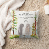 水彩風景と2女の子のメッセージカスタムを表示 クッション (ブランケット)