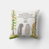 水彩風景と2女の子のメッセージカスタムを表示 クッション (裏面)