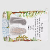 水彩風景と2女の子のメッセージカスタムを表示 ゴルフタオル (横)