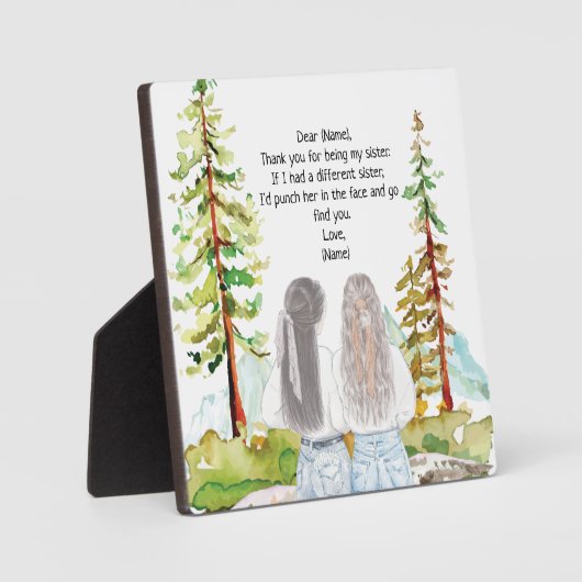 水彩風景と2女の子のメッセージカスタムを表示 フォトプラーク (正面)