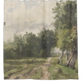 水彩風景のパス – 一定のトロヨン シャワーカーテン (正面)