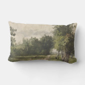 水彩風景のパス – 一定のトロヨン ランバークッション (裏面)