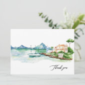 水彩風景地中海の名前をカスタムする サンキューカード (スタンド正面)