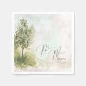 水彩風景氏&ミセス・セージ・グリーンID786 スタンダードカクテルナプキン (正面)