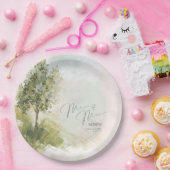 水彩風景氏&ミセス・セージ・グリーンID786 ペーパープレート (パーティー)