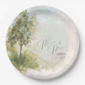 水彩風景氏&ミセス・セージ・グリーンID786 ペーパープレート (正面)