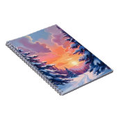 水彩風景画 冬の雪の夕焼け ノートブック (右側)