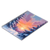 水彩風景画 冬の雪の夕焼け ノートブック (左側)