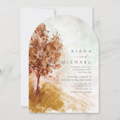 水彩風景秋金ゴールドアーチID786 招待状 (正面)