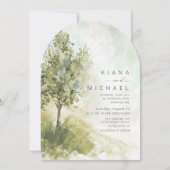 水彩風景結婚のセージ緑アーチID786 招待状 (正面)
