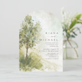 水彩風景結婚のセージ緑アーチID786 招待状 (スタンド正面)