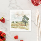 水彩風景結婚のセージ緑ID786 スタンダードカクテルナプキン (インサイチュ)