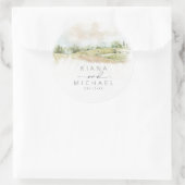 水彩風景結婚のセージ緑ID786 ラウンドシール (バッグ)