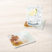 水彩風景結婚の秋金ゴールドID786 スクエアペーパーコースター (インサイチュ)