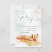 水彩風景結婚の秋金ゴールドID786 出欠カード (正面)