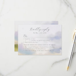 水彩風景雲RSVP w食事選択 出欠カード