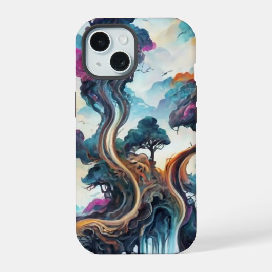 水彩風景電話ケース iPhone 15ケース (裏面)