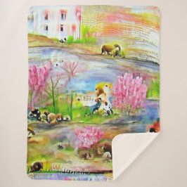 水彩風景 シェルパブランケット