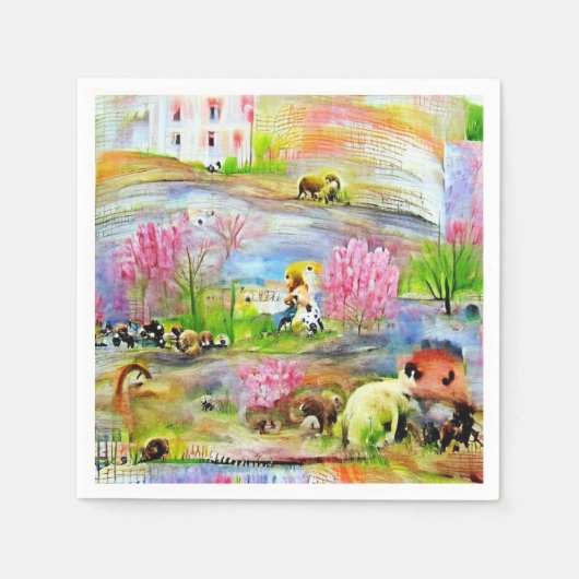 水彩風景 スタンダードカクテルナプキン (正面)