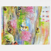 水彩風景 フリースブランケット (正面(横))