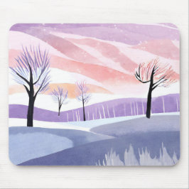水彩風景、木々、空のマウスパッド マウスパッド