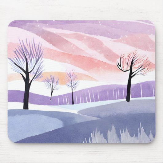 水彩風景、木々、空のマウスパッド マウスパッド (正面)