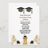 水彩風船と帽子卒業パーティー 招待状 (正面/裏面)