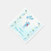 水彩風船のベビーシャワー付きテディベア スタンダードカクテルナプキン (角)