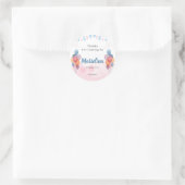 水彩風船の女の子の誕生日パーティーパー感謝していティ ラウンドシール (バッグ)