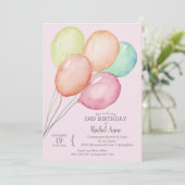 水彩風船ガールの2回目の誕生日 招待状 (スタンド正面)