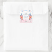 水彩風船ガールバースデーパーティーステッカー スクエアシール (バッグ)