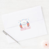 水彩風船ガールバースデーパーティーステッカー スクエアシール (封筒)