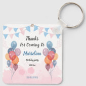 水彩風船ガールバースデーパーティーKeychain キーホルダー (裏面)
