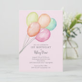 水彩風船ガール1st誕生日 招待状 (スタンド正面)