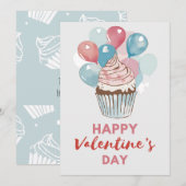 水彩風船ケーキ バレンタインデーのカード シーズンカード (正面/裏面)