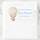 水彩風船テディベア蔵書票ラベル 長方形シール (バッグ)