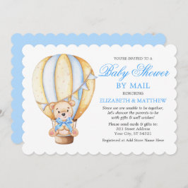 水彩風船テディベア青シャワーbyメール 招待状
