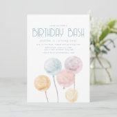 水彩風船テーマ誕生日パーティー招待状 招待状 (スタンド正面)