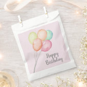 水彩風船バンチピンク誕生日パーティー フェイバーバッグ (クリップ留めされた状態)
