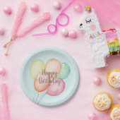 水彩風船バンチブルー誕生日 ペーパープレート (パーティー)