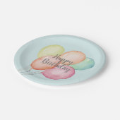 水彩風船バンチブルー誕生日 ペーパープレート (アングル)