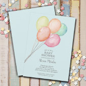 水彩風船ブルーベビーシャワー 招待状