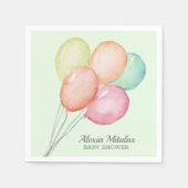 水彩風船ベビーシャワーミントユニセックスー スタンダードカクテルナプキン (正面)
