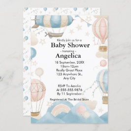 水彩風船ベビーシャワー招待状 招待状
