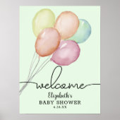 水彩風船ベビースワユニセックスーシャワーへようこそ ポスター (正面)