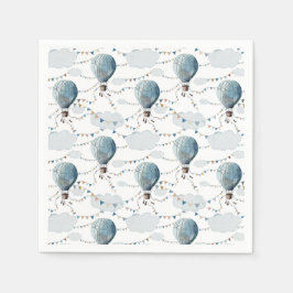 水彩風船ホワイト//キッド誕生日 スタンダードカクテルナプキン